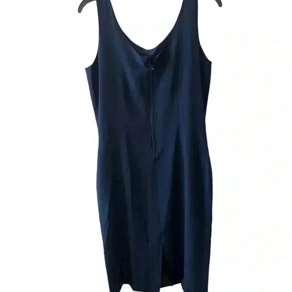 Neiman Marcus 100% Silk Navy Shift Dress Women’s 10 | Elegant Day to Night Made - Picture 3 of 6